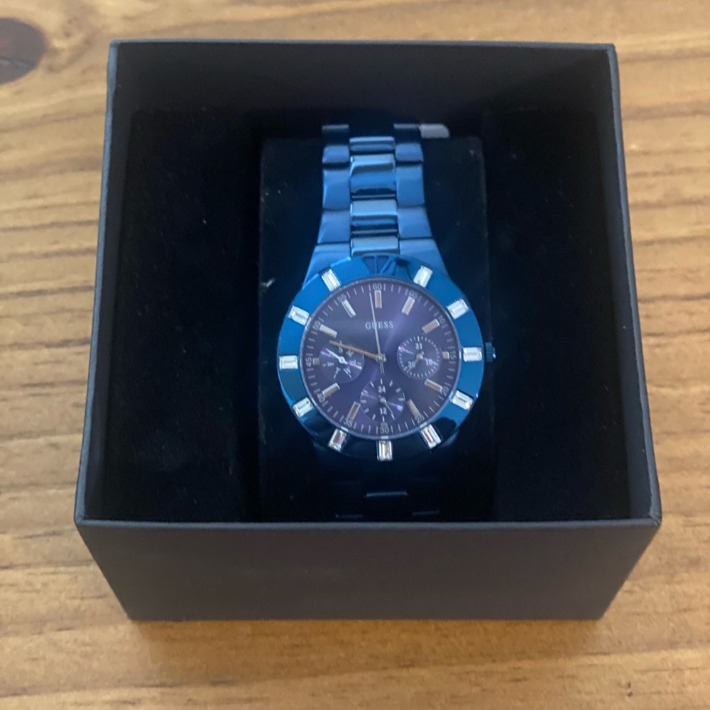 Guess Multi-Function Blue Dial Blue Ion-plated Ladies Watch